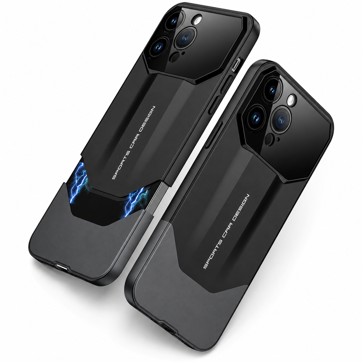 Premium iPhone Case Supercar Design Hard PC Shockproof Protective Cover Camera Lens Protection Anti Scratch Dustproof Slim Half Wrapped 2 in 1 Shell