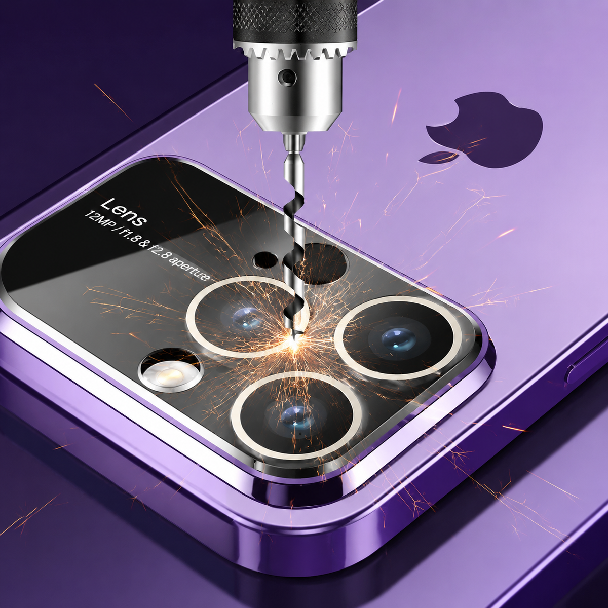 Premium iPhone Case Tempered Glass Camera Protector with Clear Acrylic Hard Back Plated Edges Slim Shockproof Scratch-Resistant Design