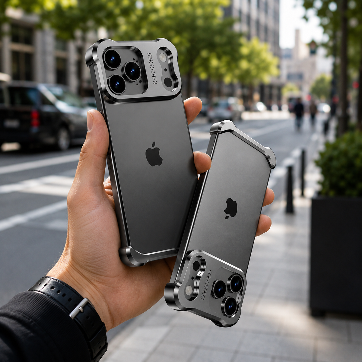 Premium iPhone Case Titanium Alloy Bumper Magnetic Shockproof Lens Protector Matte Anti Slip Lightweight Metal Frame Slim Protective Cover Secure Grip