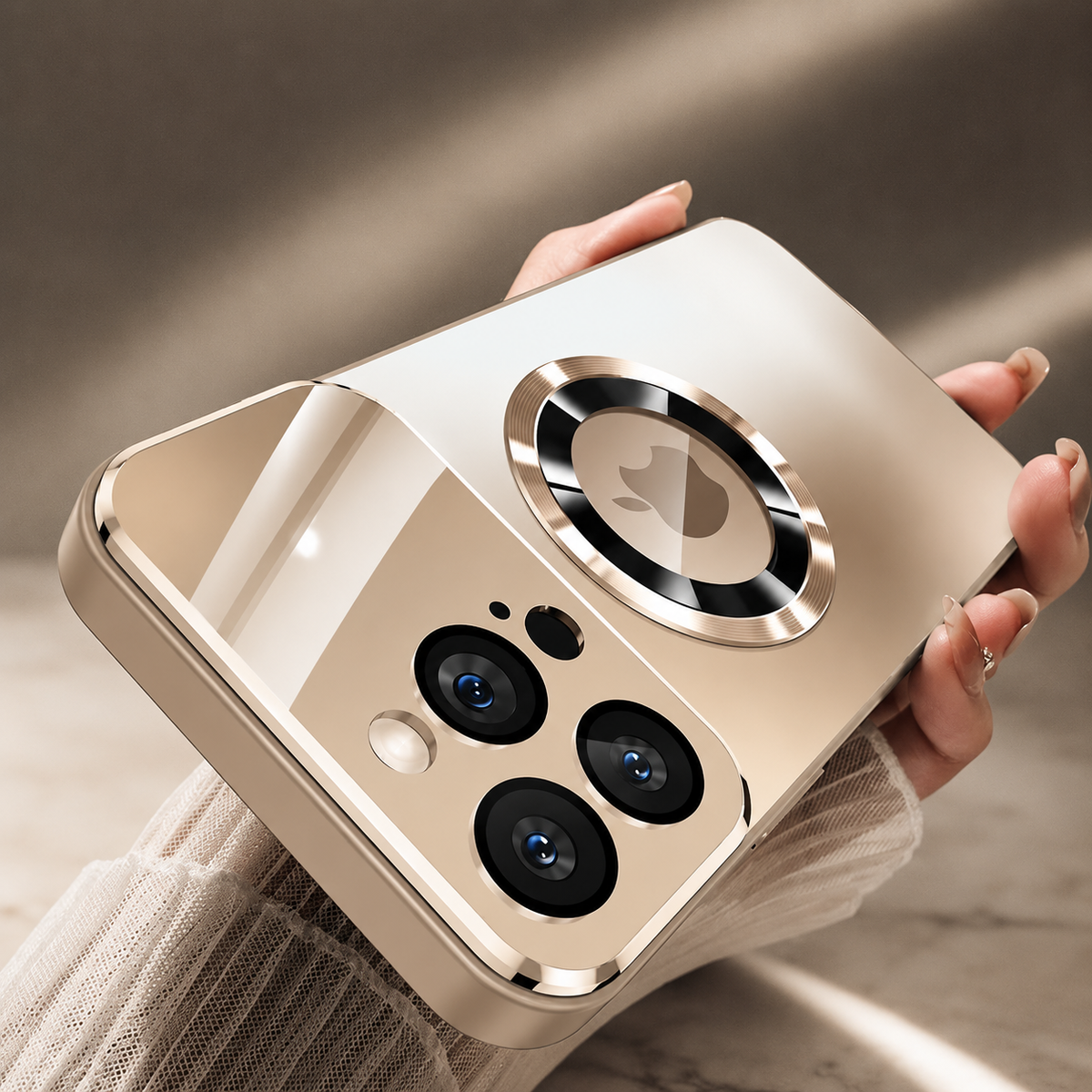 Premium iPhone Case Titanium Metallic Matte MagSafe Cover with Glass Lens Protection, Shockproof Anti-Fingerprint Scratch-Resistant Protective Designs