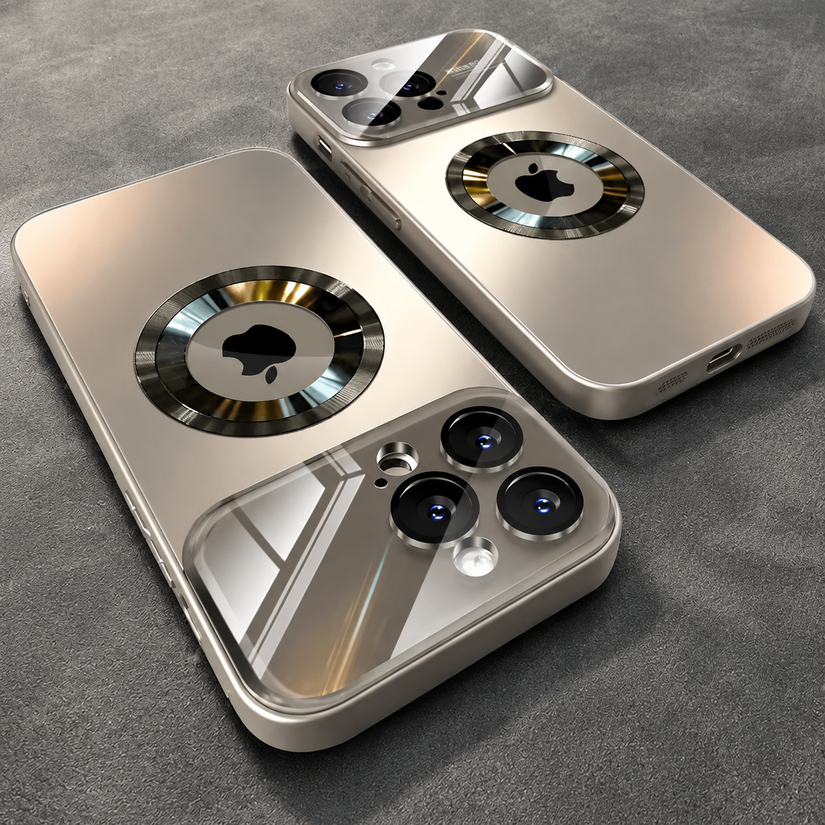 Premium iPhone Case Titanium Metallic Matte MagSafe Cover with Glass Lens Protection, Shockproof Anti-Fingerprint Scratch-Resistant Protective Designs