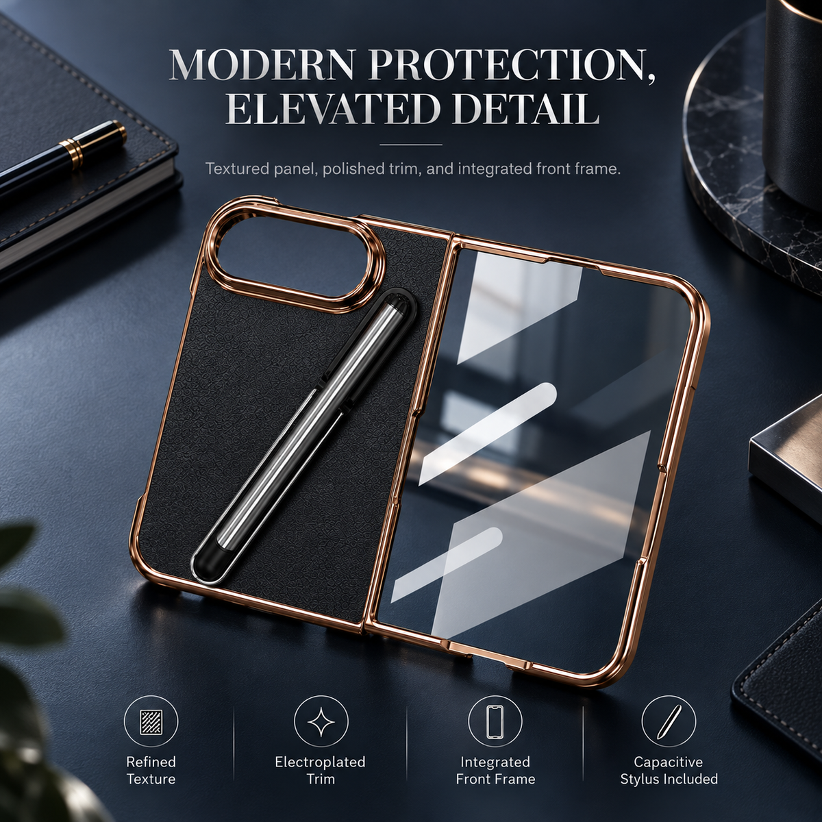 Premium iPhone Case Touch Pen Holder Bracket Stand Foldable Cover Textured Back Panel Business Shockproof Slim Durable Protective Phone Cover Shell Case