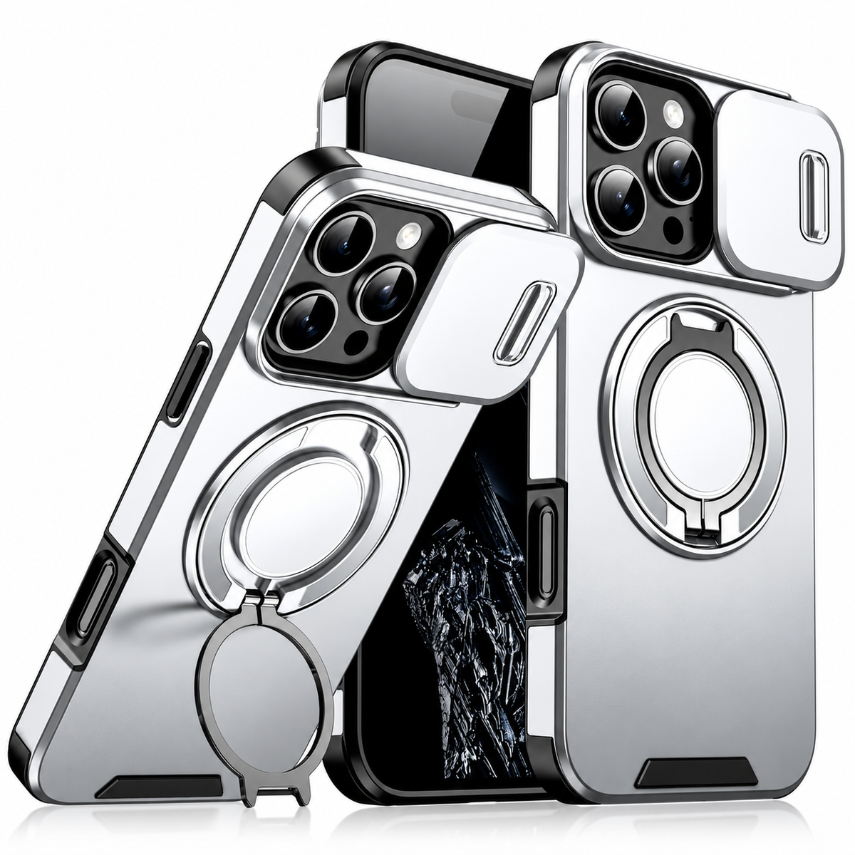 Premium iPhone Case Tough Rugged Armor Stand Holder Magnetic Car Mount Shockproof Anti Drop Heavy Duty Non Slip Durable Full Protective Phone Cover Shell Case