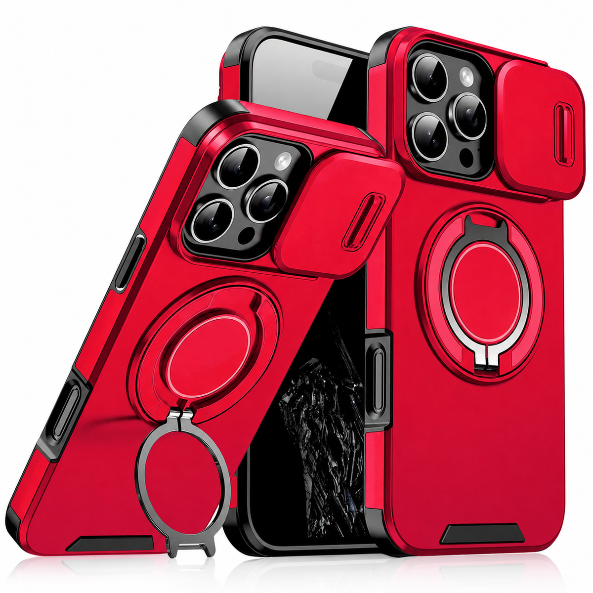 Premium iPhone Case Tough Rugged Armor Stand Holder Magnetic Car Mount Shockproof Anti Drop Heavy Duty Non Slip Durable Full Protective Phone Cover Shell Case