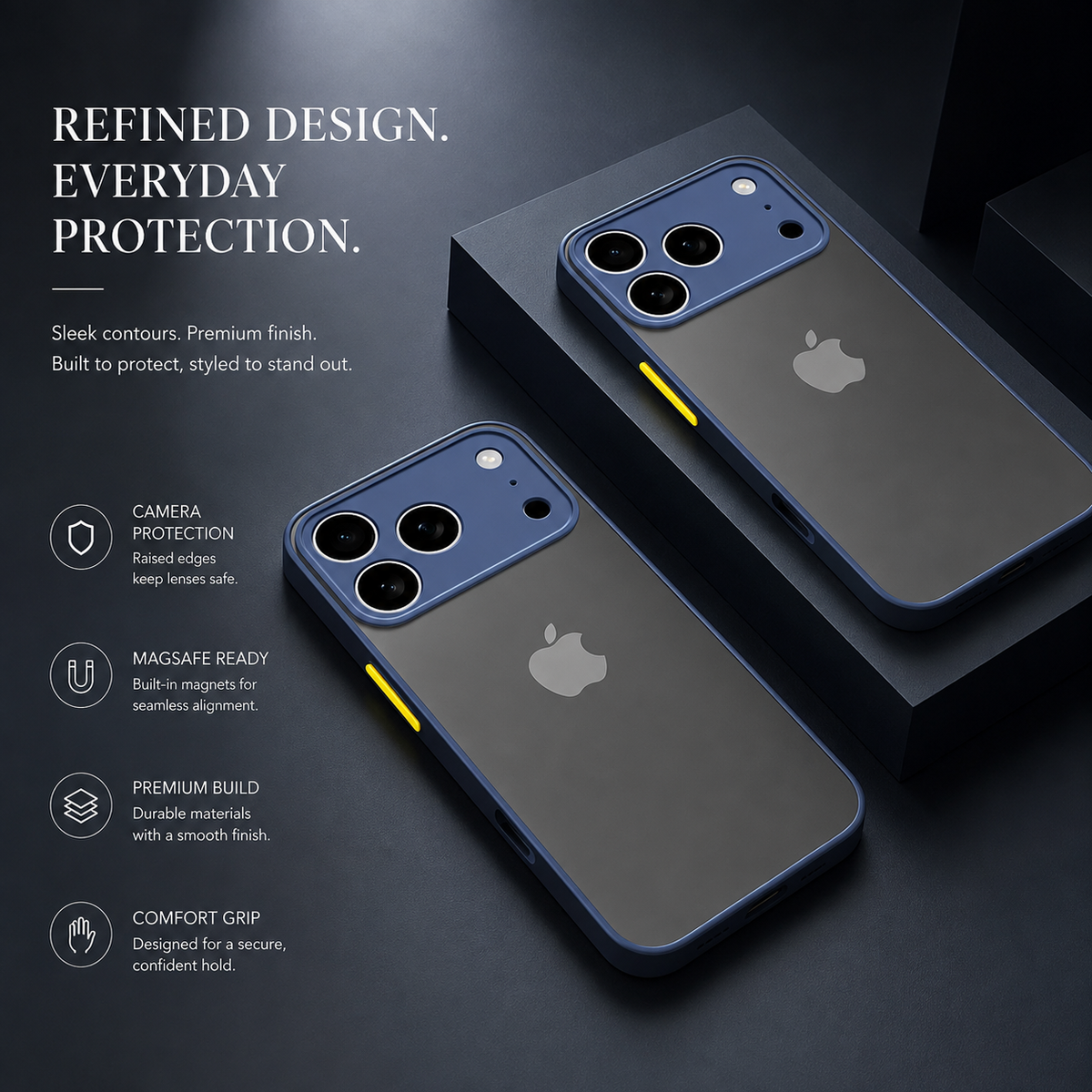 Premium iPhone Case Translucent Matte Shockproof Protective Cover PC TPU Armor Bumper Anti Scratch Anti Fingerprint Slim Lightweight Full Coverage Case