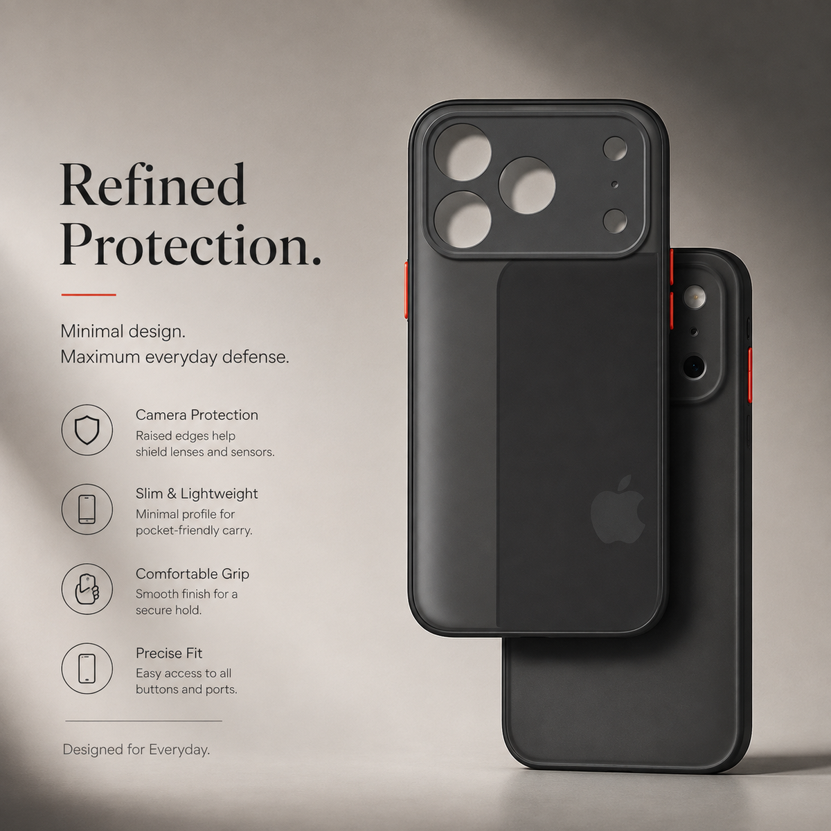Premium iPhone Case Translucent Matte Shockproof Protective Cover PC TPU Armor Bumper Anti Scratch Anti Fingerprint Slim Lightweight Full Coverage Case