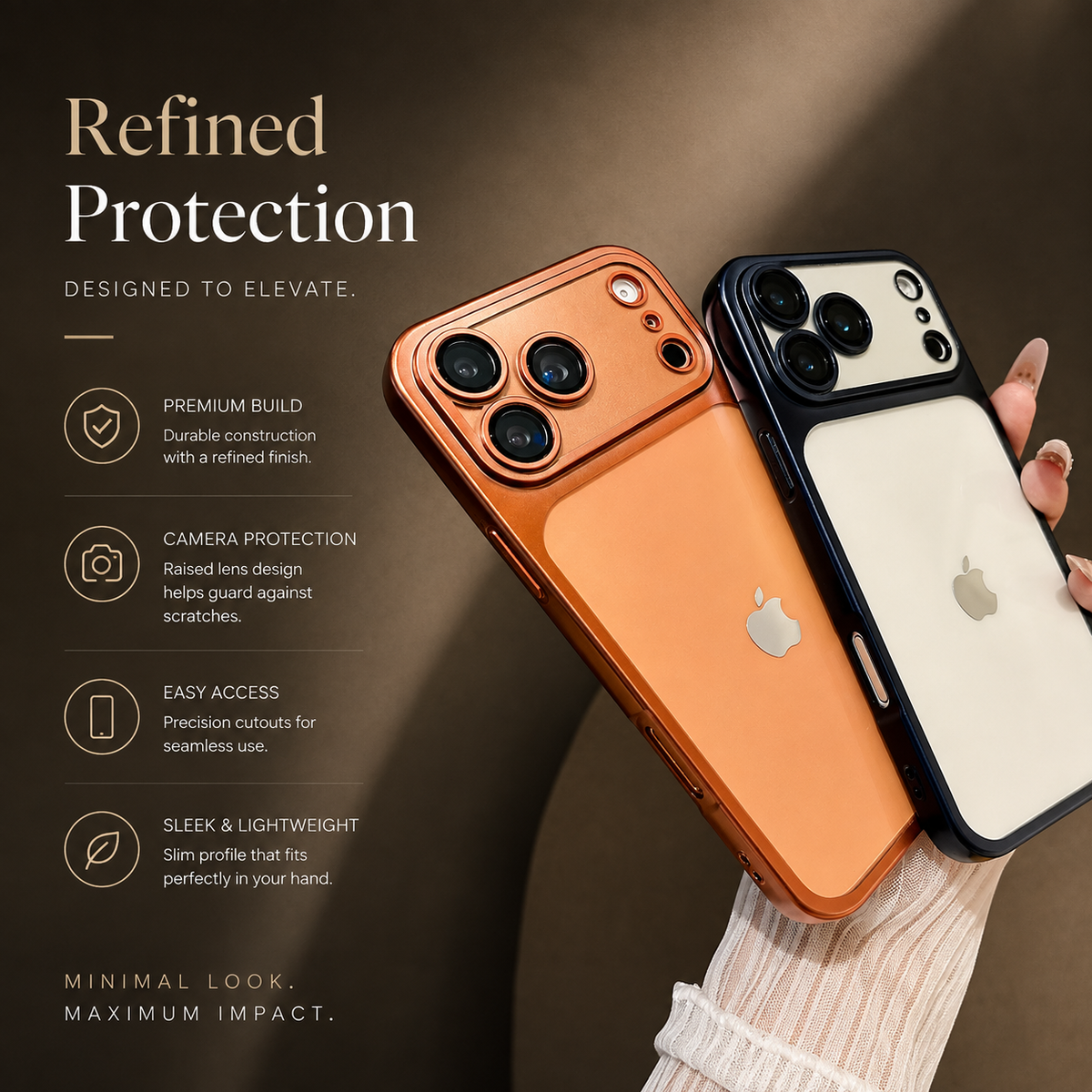 Premium iPhone Case Translucent Matte TPU Shockproof Soft Protective Cover Camera Lens Protection Anti Scratch Non Slip Lightweight Plating Slim Case