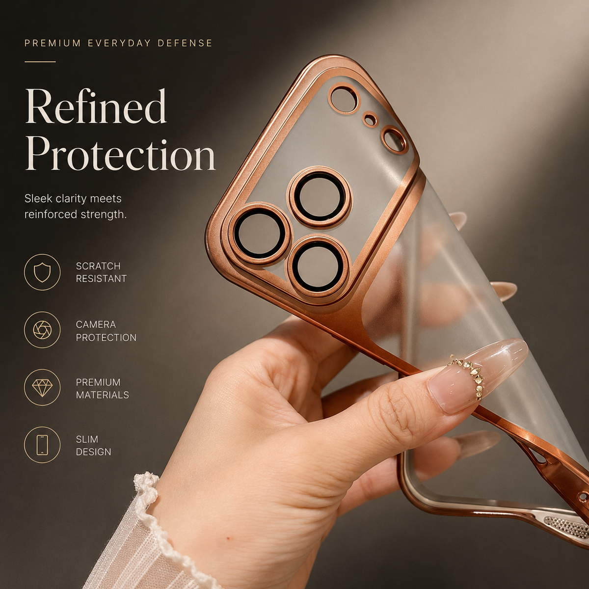 Premium iPhone Case Translucent Matte TPU Shockproof Soft Protective Cover Camera Lens Protection Anti Scratch Non Slip Lightweight Plating Slim Case