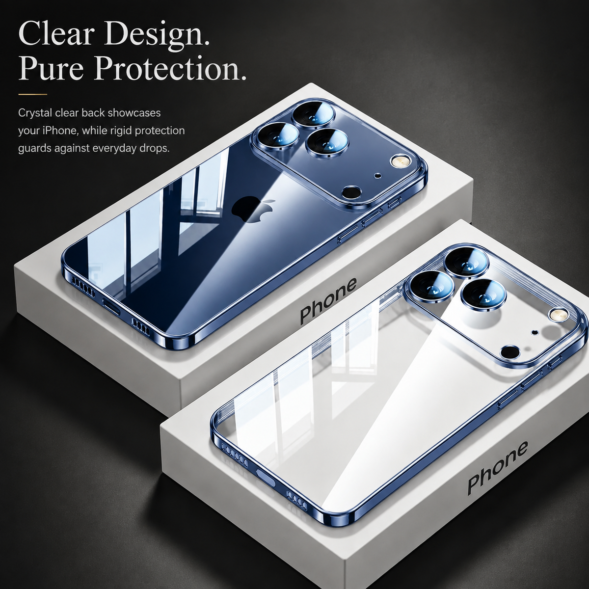 Premium iPhone Case Transparent TPU Shockproof Camera Lens Protection Anti Fingerprint Non Slip Ultra Thin Protective Cover Slim Full Coverage Clarity