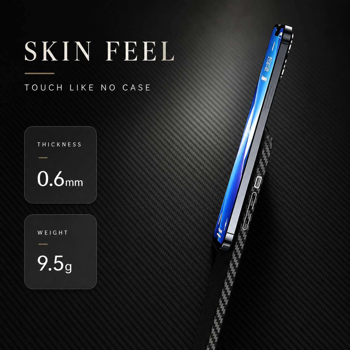 Premium iPhone Case Ultra Slim 0.3mm Carbon Fiber Matte Cover Camera Protection Anti Fingerprint Lightweight Non Slip MagSafe Wireless Charging Design