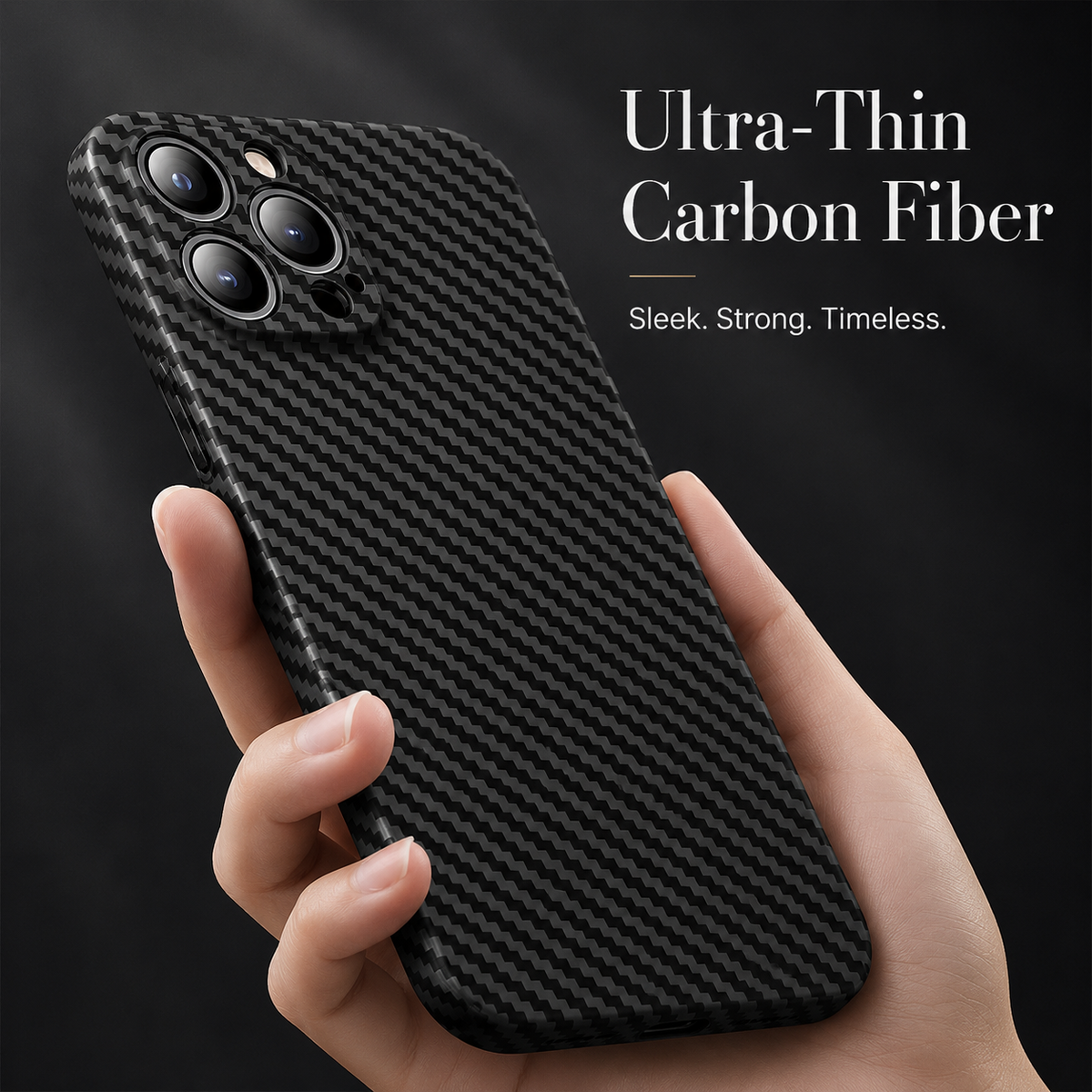 Premium iPhone Case Ultra Slim 0.3mm Carbon Fiber Matte Cover Camera Protection Anti Fingerprint Lightweight Non Slip MagSafe Wireless Charging Design