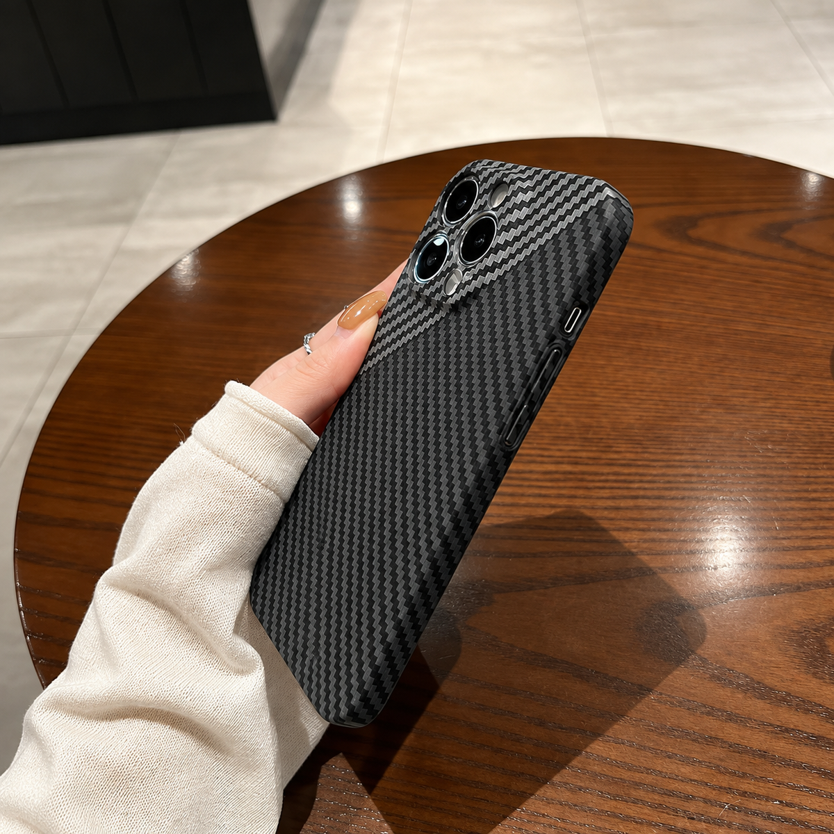 Premium iPhone Case Ultra Slim 0.3mm Carbon Fiber Matte Cover Camera Protection Anti Fingerprint Lightweight Non Slip MagSafe Wireless Charging Design