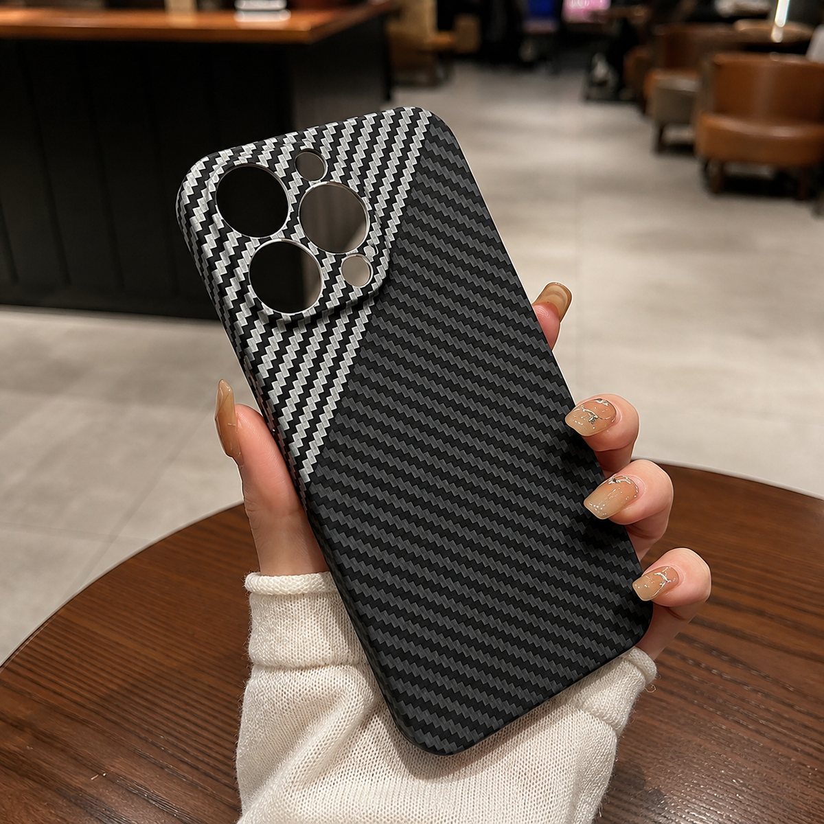 Premium iPhone Case Ultra Slim 0.3mm Carbon Fiber Matte Cover Camera Protection Anti Fingerprint Lightweight Non Slip MagSafe Wireless Charging Design