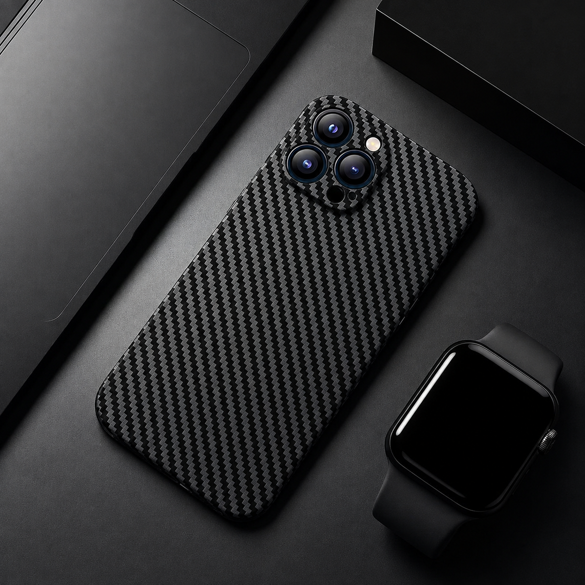 Premium iPhone Case Ultra Slim 0.3mm Carbon Fiber Matte Cover Camera Protection Anti Fingerprint Lightweight Non Slip MagSafe Wireless Charging Design