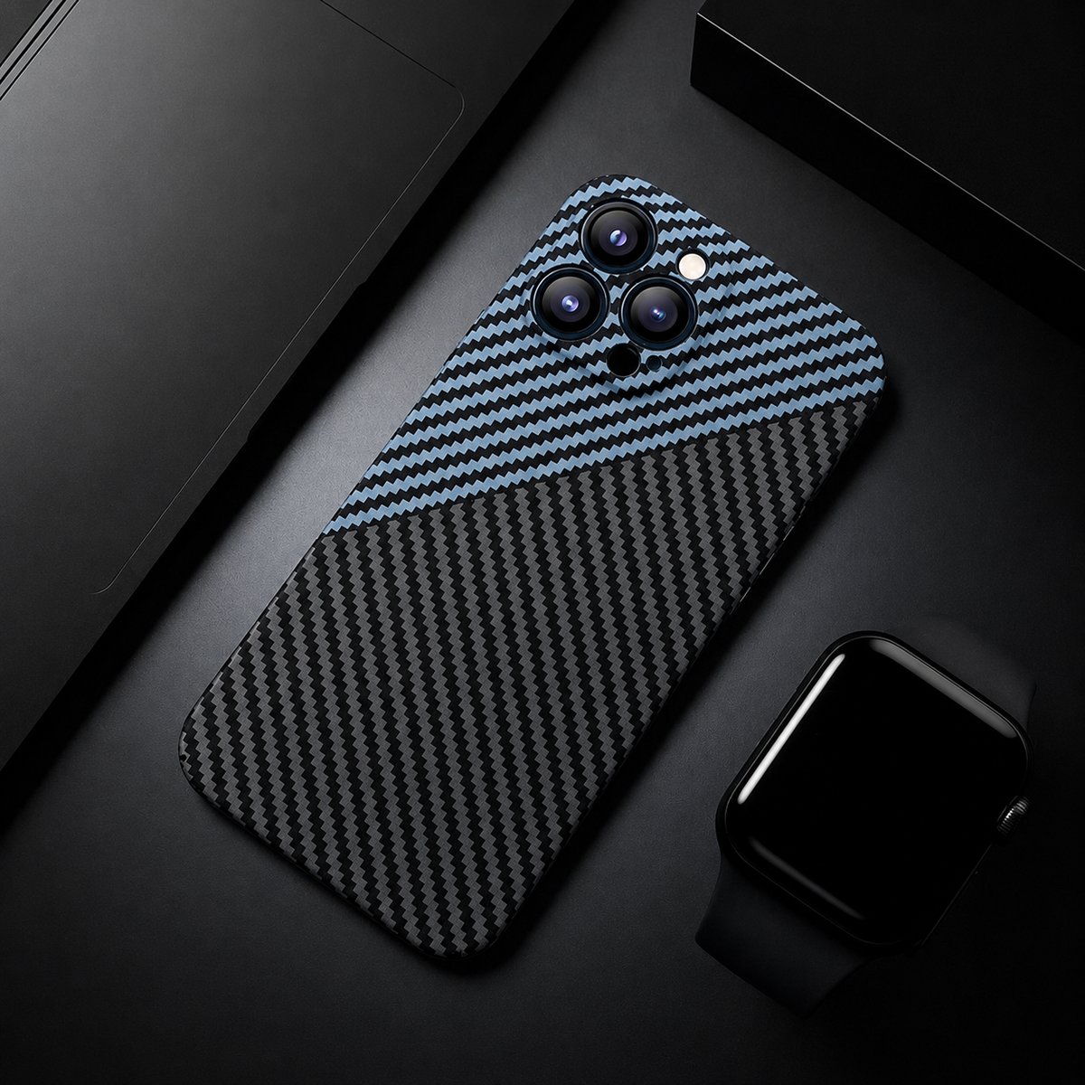 Premium iPhone Case Ultra Slim 0.3mm Carbon Fiber Matte Cover Camera Protection Anti Fingerprint Lightweight Non Slip MagSafe Wireless Charging Design