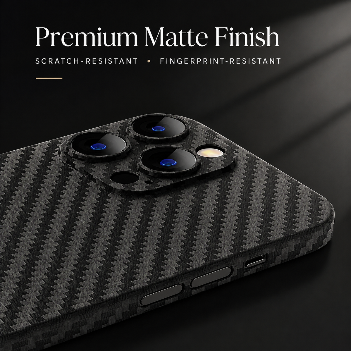 Premium iPhone Case Ultra Slim 0.3mm Carbon Fiber Matte Cover Camera Protection Anti Fingerprint Lightweight Non Slip MagSafe Wireless Charging Design