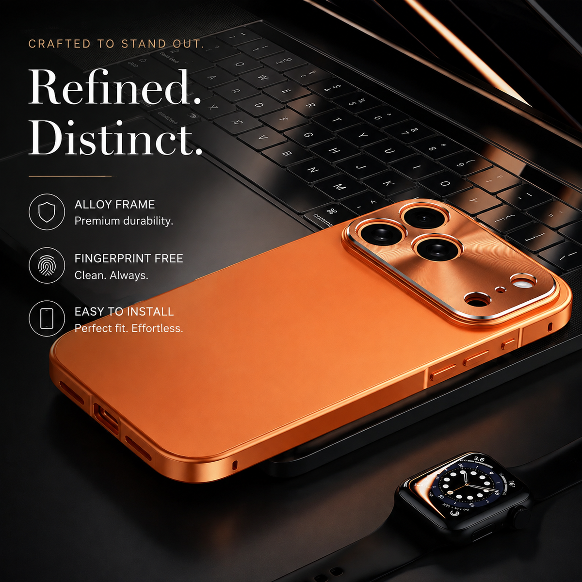 Premium iPhone Case Ultra Thin Aluminum Alloy Frame with Frosted Matte Backplate, Shockproof Camera Lens Guard and Slim Protective Design