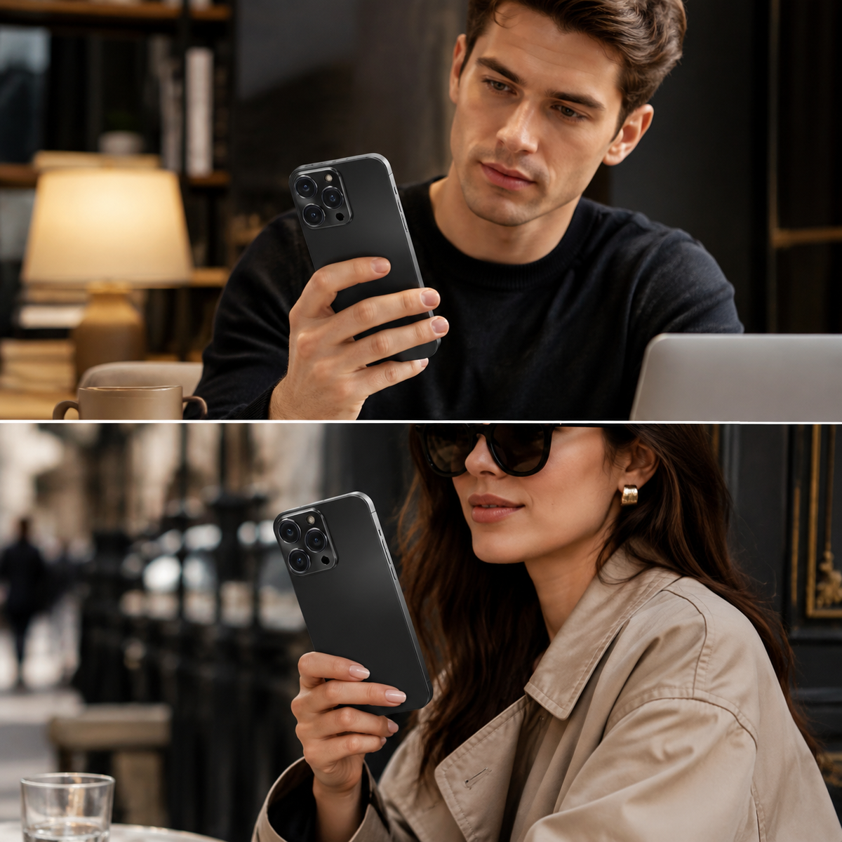 Premium iPhone Case Ultra Thin Aluminum Alloy Frame with Frosted Matte Backplate, Shockproof Camera Lens Guard and Slim Protective Design
