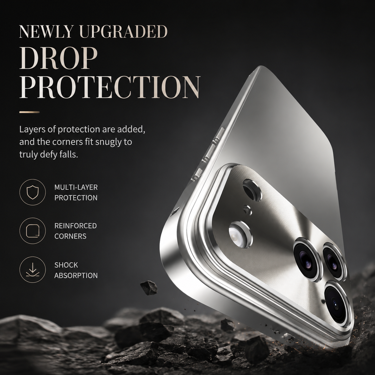 Premium iPhone Case Ultra Thin Aluminum Alloy Frame with Frosted Matte Backplate, Shockproof Camera Lens Guard and Slim Protective Design