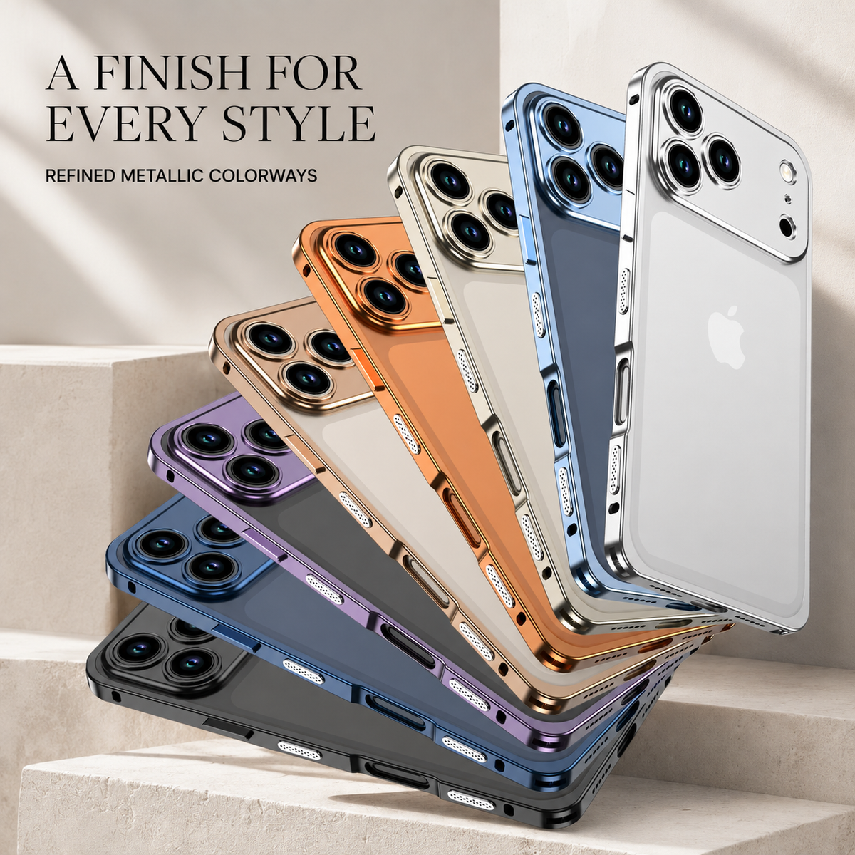 Premium iPhone Case Ultra Thin Aluminum Metal Frame Bumper Shockproof Slim Lightweight Anti Scratch Reinforced Edge Corner Protective Cover Case Design