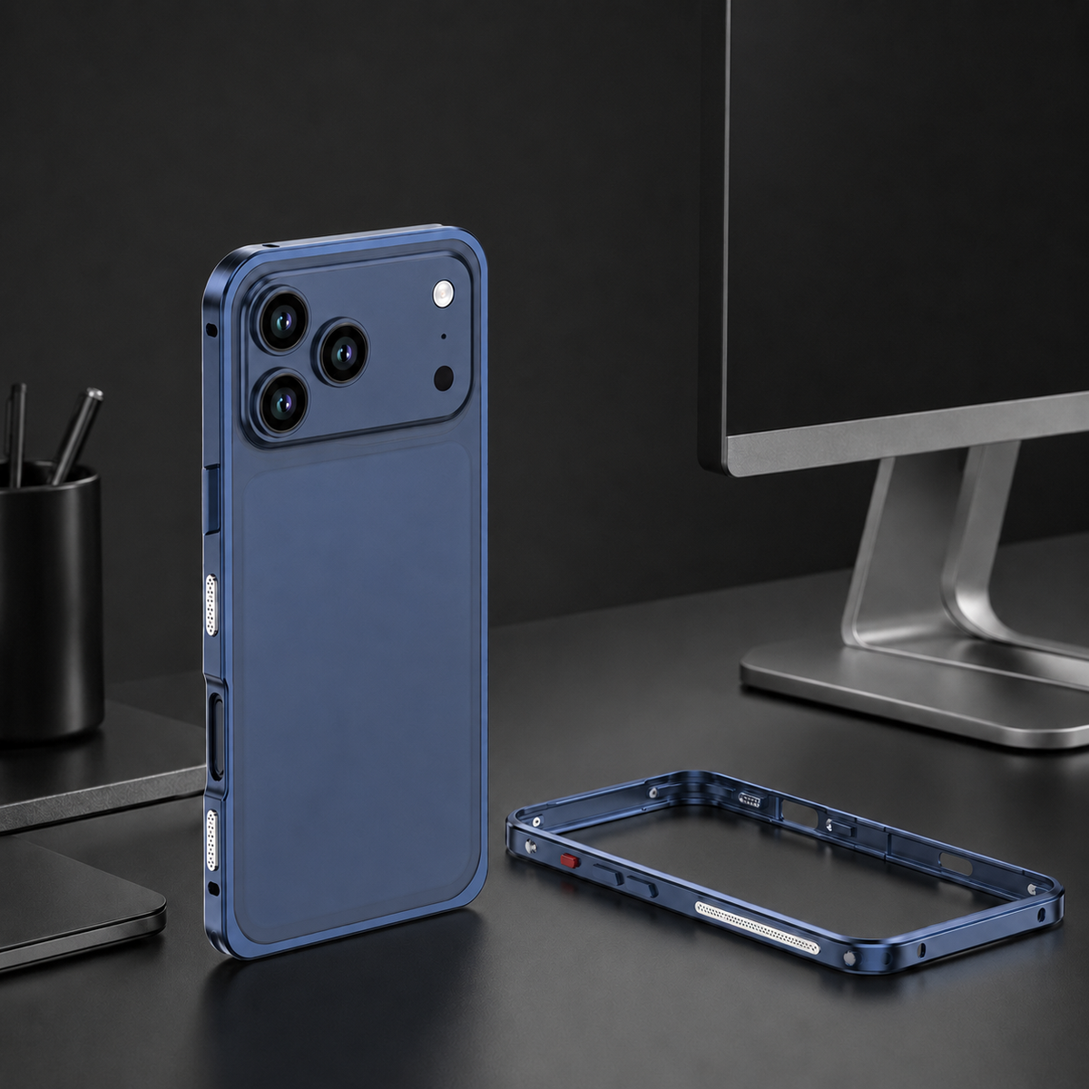 Premium iPhone Case Ultra Thin Aluminum Metal Frame Bumper Shockproof Slim Lightweight Anti Scratch Reinforced Edge Corner Protective Cover Case Design