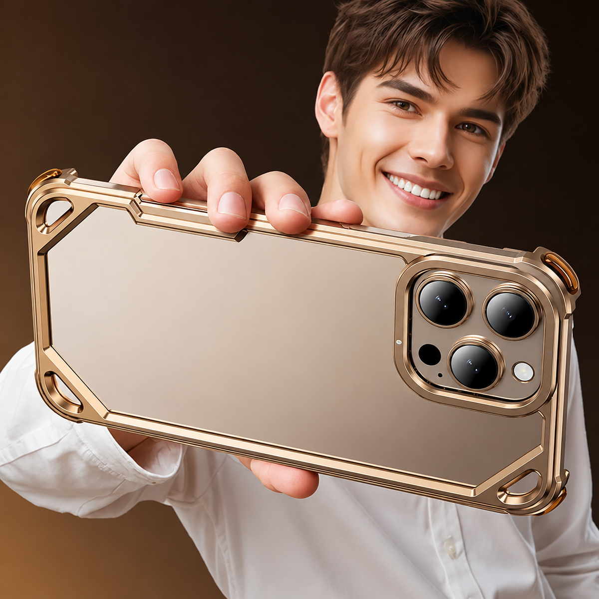 Premium iPhone Case Ultra Thin Aluminum Metal Frame Shockproof Bumper Wireless Charging Half Wrapped Minimalist Slim Protective Cover Lightweight Case