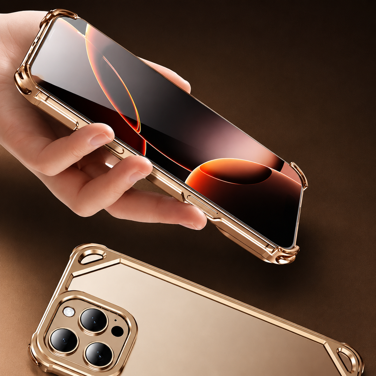 Premium iPhone Case Ultra Thin Aluminum Metal Frame Shockproof Bumper Wireless Charging Half Wrapped Minimalist Slim Protective Cover Lightweight Case
