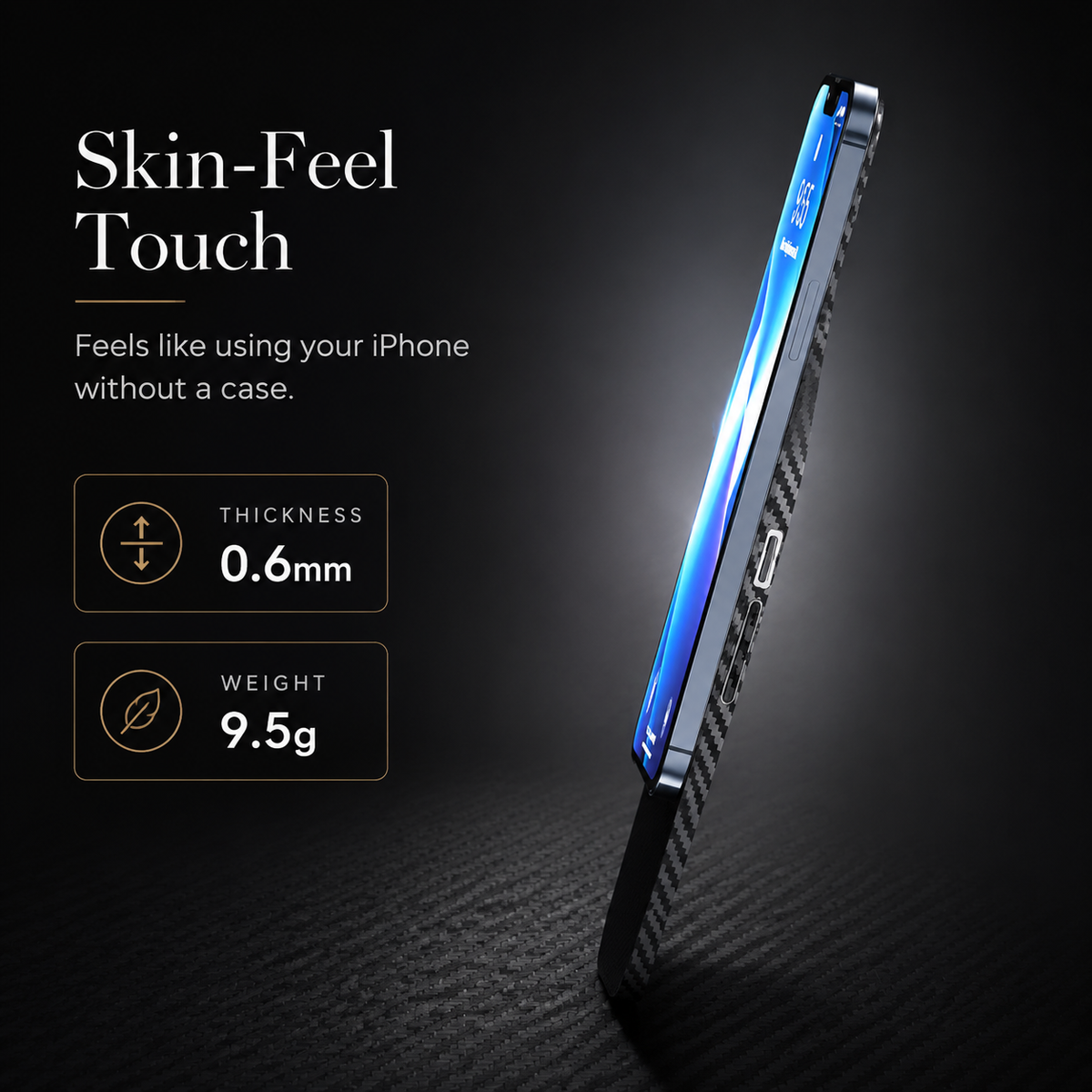 Premium iPhone Case Ultra Thin Carbon Fiber Matte Protective Cover Lightweight Scratch Resistant Slim Hard Back Minimalist Full Coverage Design