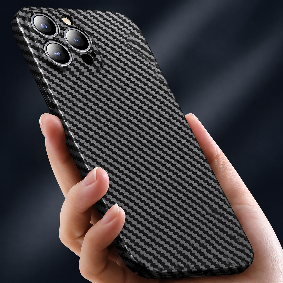 Premium iPhone Case Ultra Thin Carbon Fiber Matte Protective Cover Lightweight Scratch Resistant Slim Hard Back Minimalist Full Coverage Design