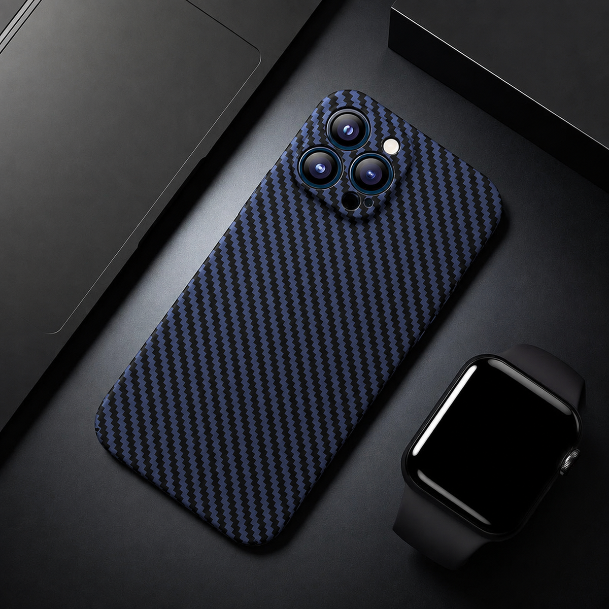 Premium iPhone Case Ultra Thin Carbon Fiber Matte Protective Cover Lightweight Scratch Resistant Slim Hard Back Minimalist Full Coverage Design