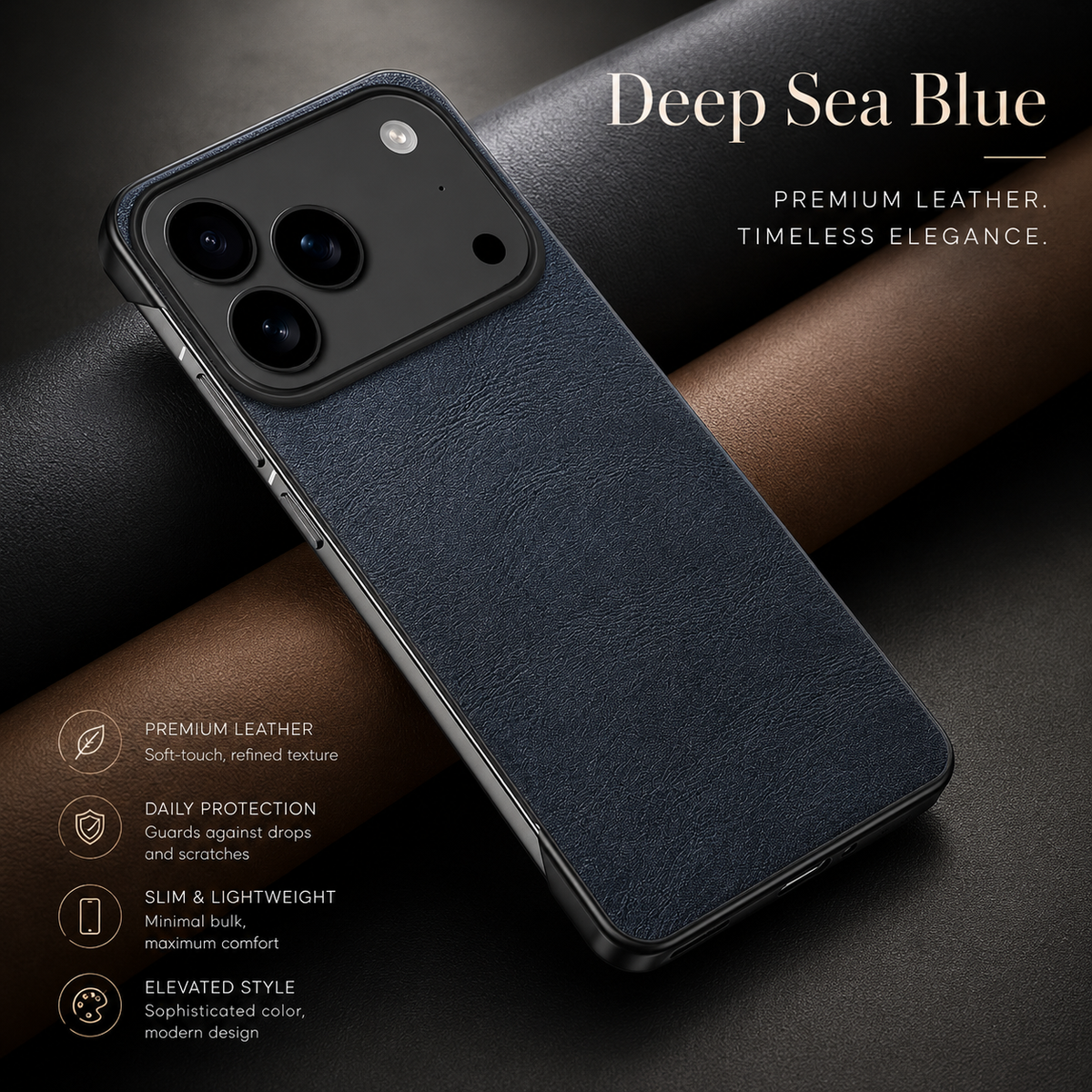 Premium iPhone Case Ultra Thin Frameless Leather PC Cover MagSafe Shockproof Anti-Fall Borderless Protective Design Camera Guard Lightweight Slim Fits