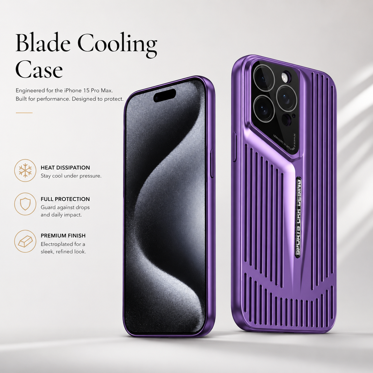 Premium iPhone Case Ultra Thin Heat Dissipation Shockproof Protective Cover Camera Lens Protection Lightweight Non Slip Slim PC Blade Cooling Case