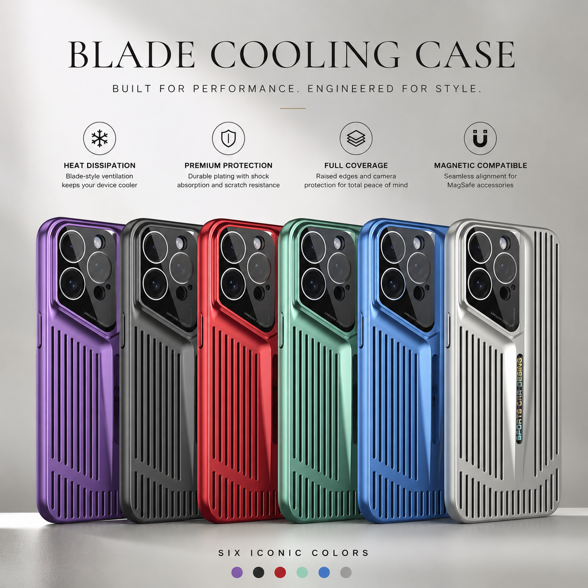 Premium iPhone Case Ultra Thin Heat Dissipation Shockproof Protective Cover Camera Lens Protection Lightweight Non Slip Slim PC Blade Cooling Case