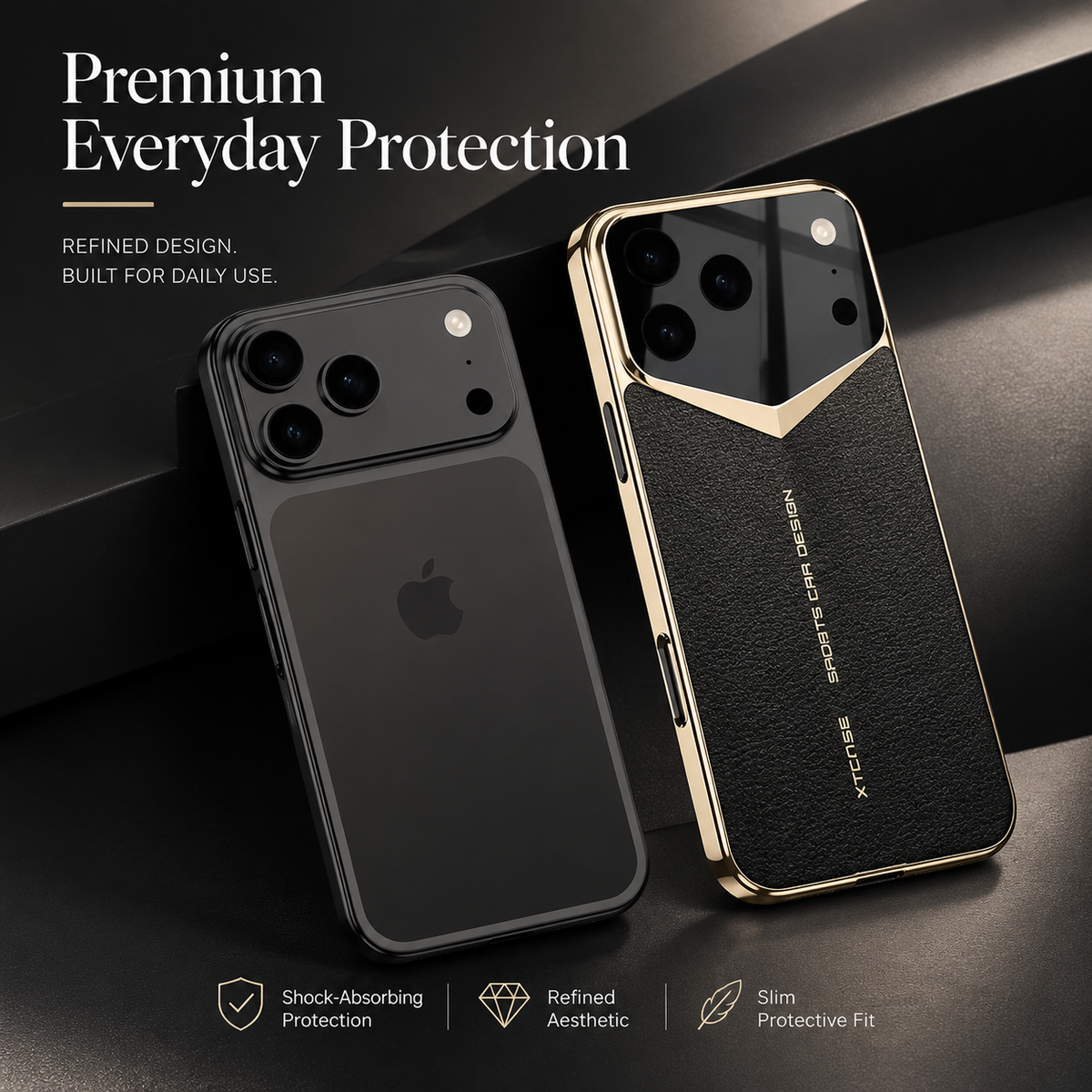 Premium iPhone Case Ultra Thin Leather Shockproof Raised Camera Lens Protection Anti Fingerprint Anti Scratch Slim Full Coverage Wireless Charging Cover