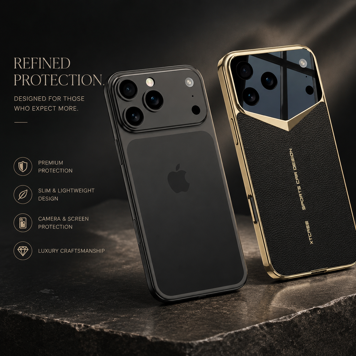 Premium iPhone Case Ultra Thin Leather Shockproof Raised Camera Lens Protection Anti Fingerprint Anti Scratch Slim Full Coverage Wireless Charging Cover