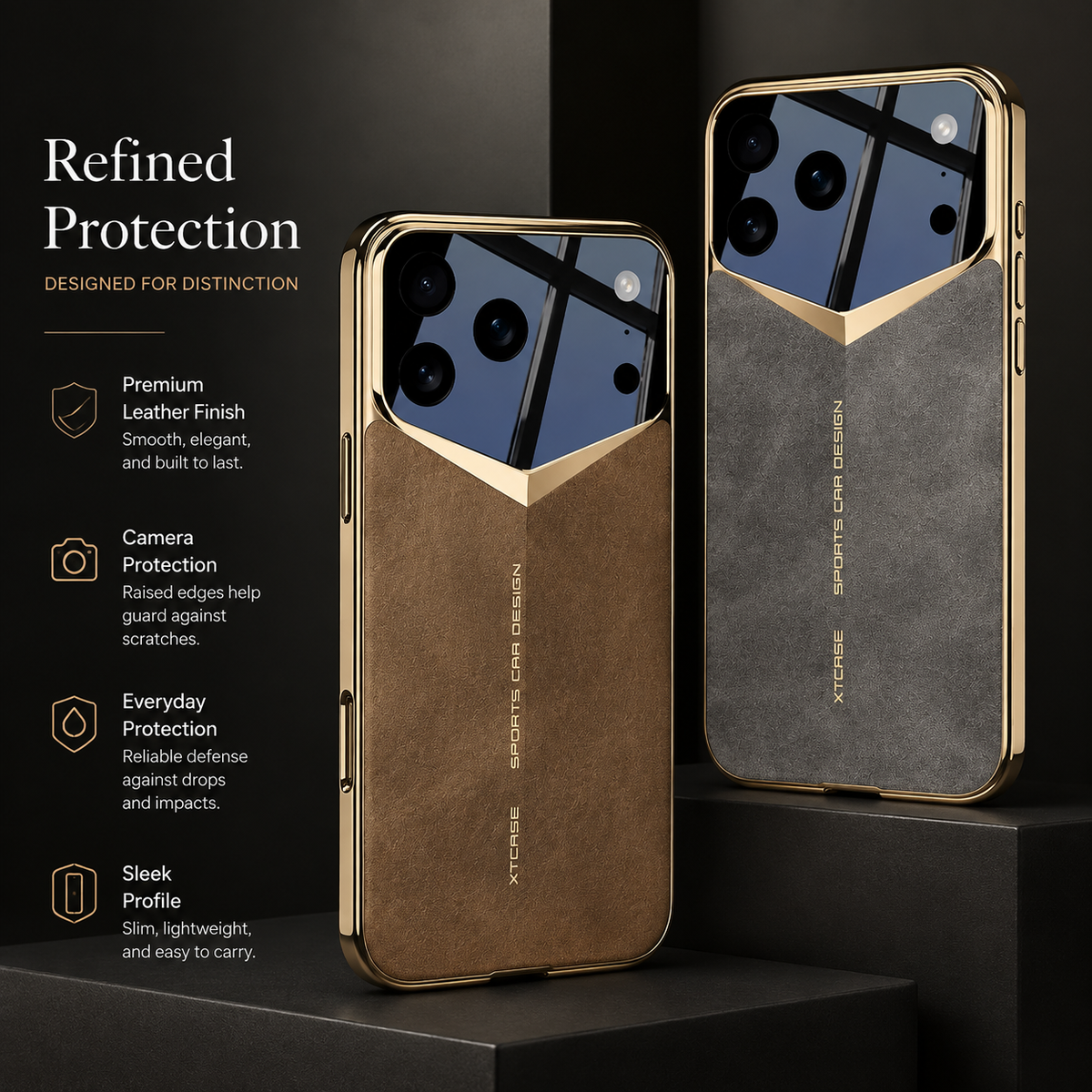 Premium iPhone Case Ultra Thin Leather Shockproof Raised Camera Lens Protection Anti Fingerprint Anti Scratch Slim Full Coverage Wireless Charging Cover