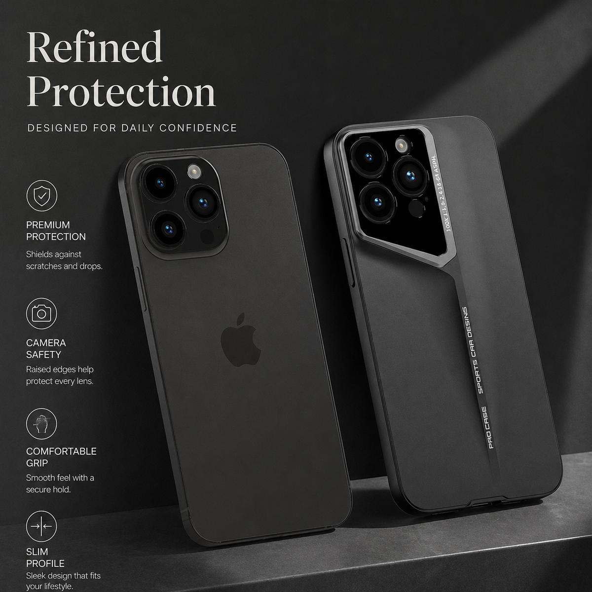 Premium iPhone Case Ultra Thin Titanium Style Camera Lens Protection Shockproof Cover Lightweight Non Slip Dustproof Slim Half Wrapped Protective Case