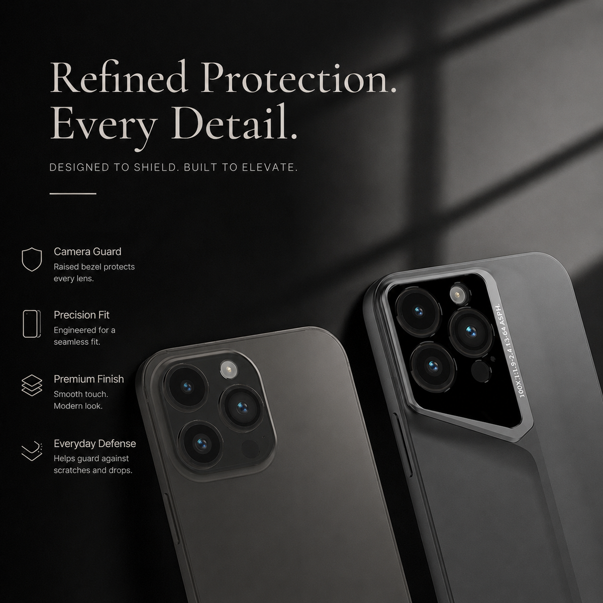 Premium iPhone Case Ultra Thin Titanium Style Camera Lens Protection Shockproof Cover Lightweight Non Slip Dustproof Slim Half Wrapped Protective Case