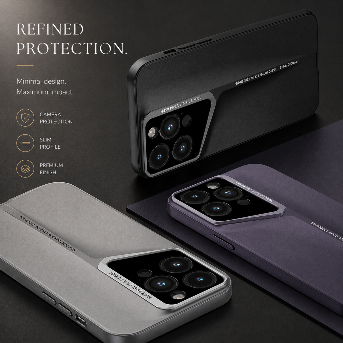 Premium iPhone Case Ultra Thin Titanium Style Camera Lens Protection Shockproof Protective Cover Lightweight Non Slip Dustproof Slim Hard Shell Case