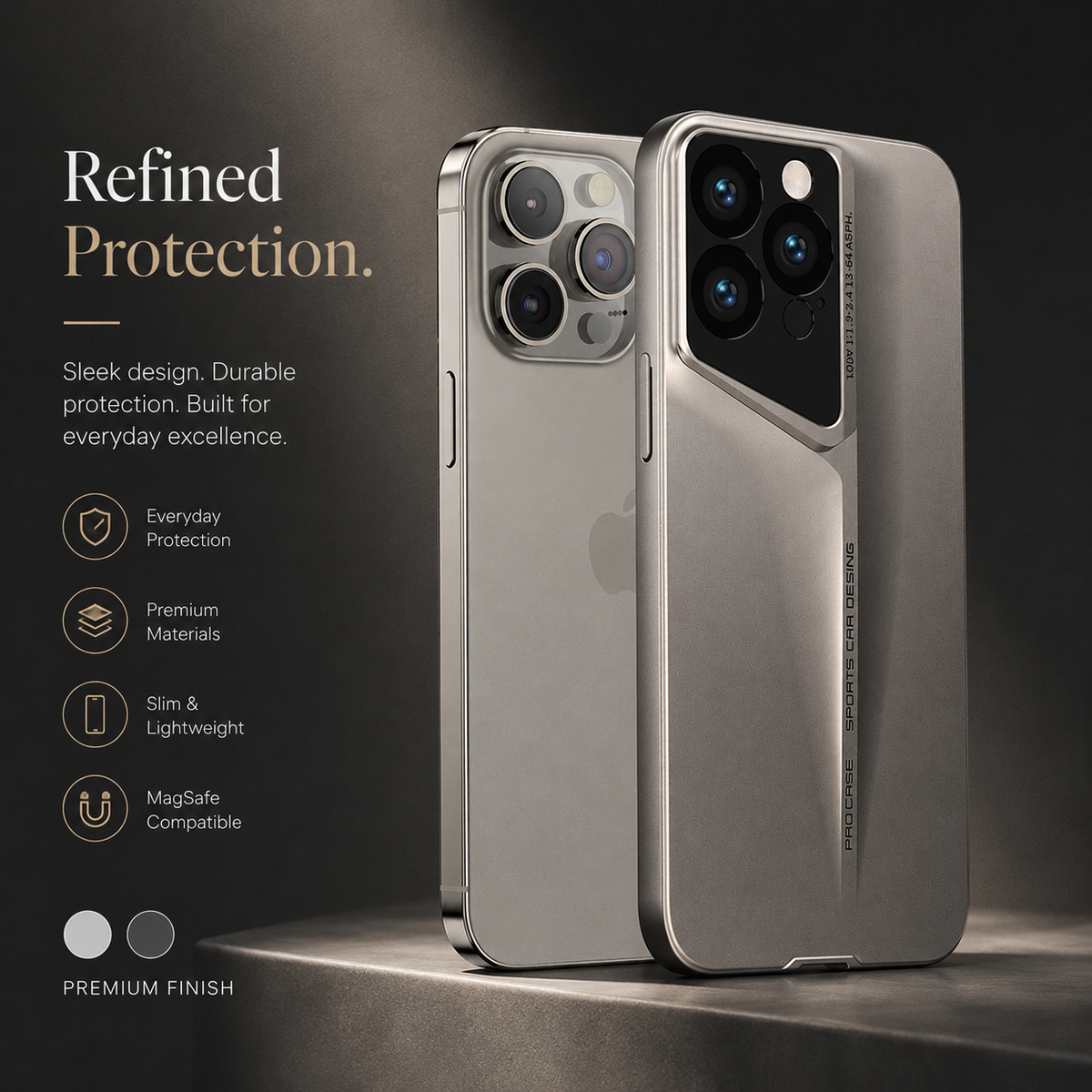 Premium iPhone Case Ultra Thin Titanium Style Camera Lens Protection Shockproof Protective Cover Lightweight Non Slip Dustproof Slim Hard Shell Case