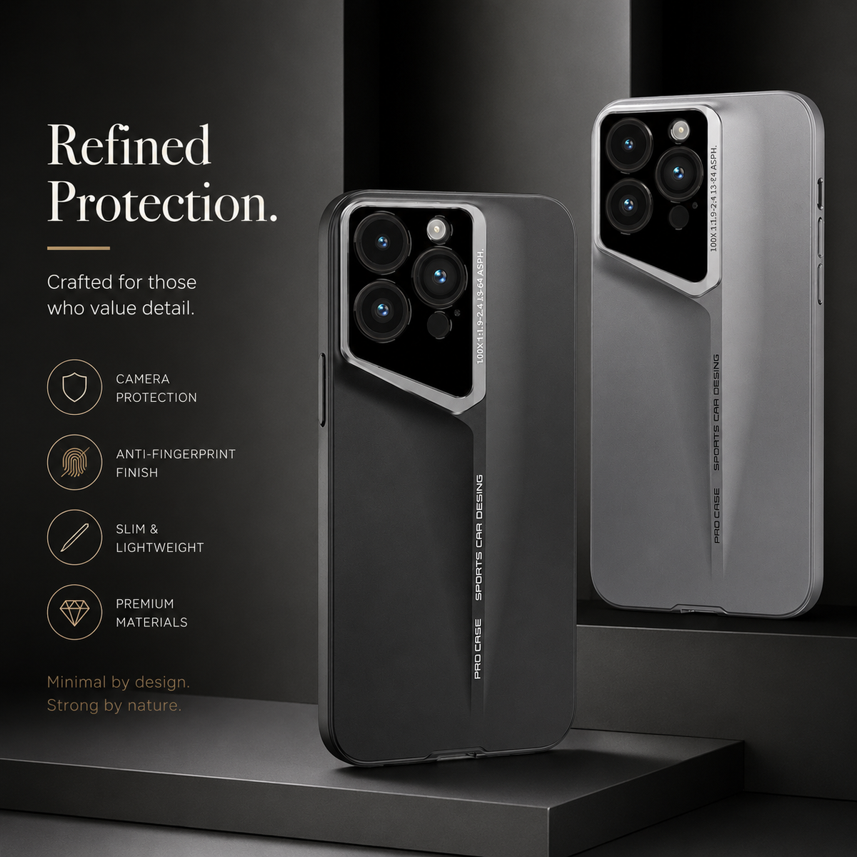Premium iPhone Case Ultra Thin Titanium Style Camera Lens Protection Shockproof Protective Cover Lightweight Non Slip Dustproof Slim Hard Shell Case
