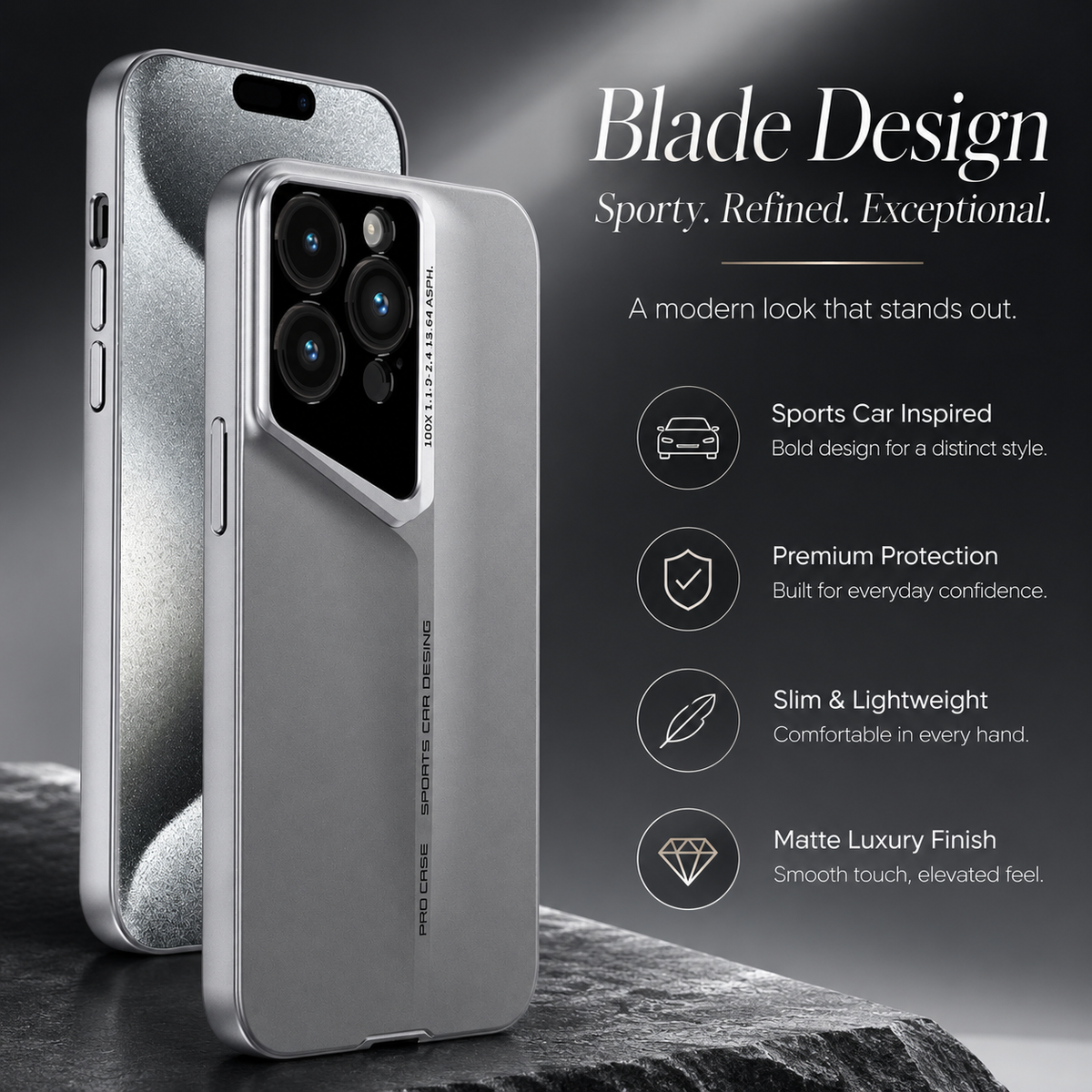 Premium iPhone Case Ultra Thin Titanium Style Camera Lens Protection Shockproof Protective Cover Lightweight Non Slip Dustproof Slim Hard Shell Case