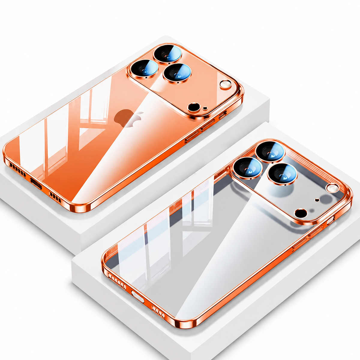 Premium iPhone Case Ultra Thin Transparent TPU Plating Full Camera Lens Protection Shockproof Anti Fingerprint Anti Scratch Non Slip Clear Cover