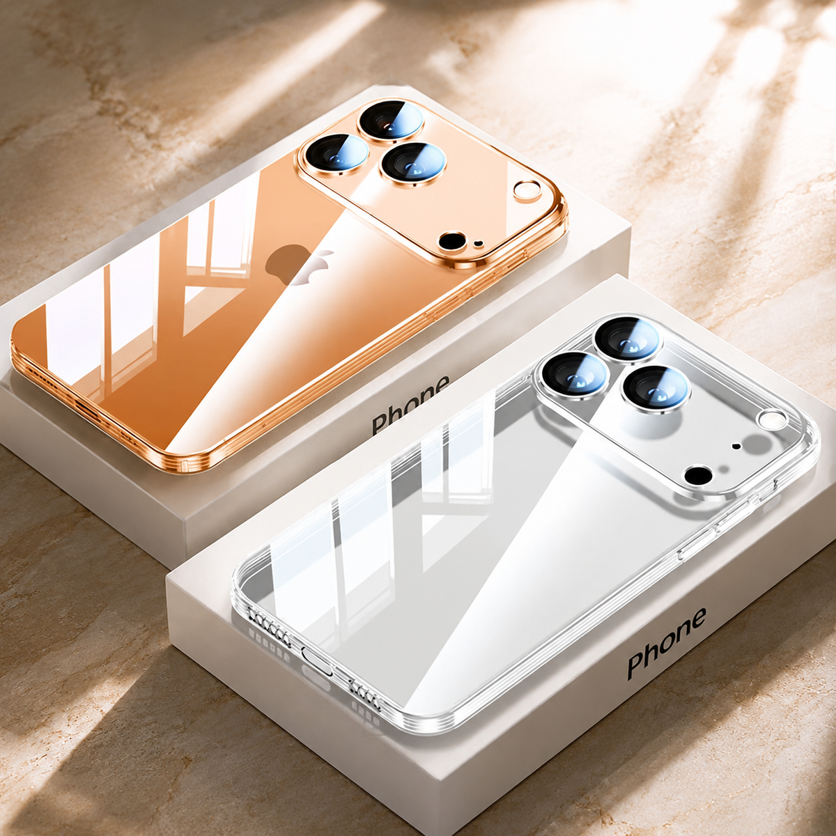 Premium iPhone Case Ultra Thin Transparent TPU Plating Full Camera Lens Protection Shockproof Anti Fingerprint Anti Scratch Non Slip Clear Cover