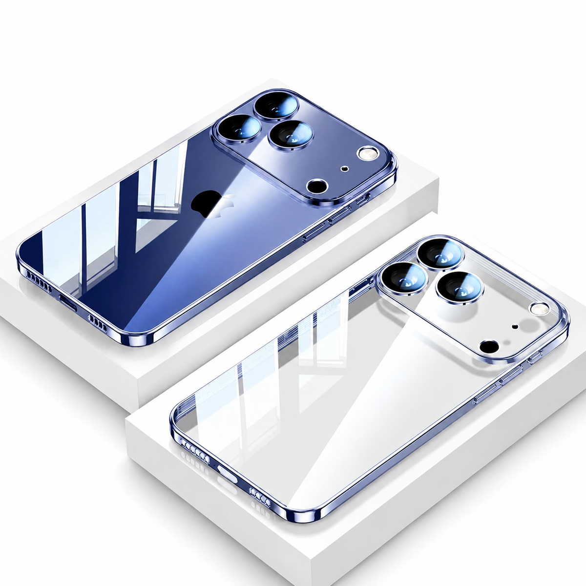Premium iPhone Case Ultra Thin Transparent TPU Plating Full Camera Lens Protection Shockproof Anti Fingerprint Anti Scratch Non Slip Clear Cover