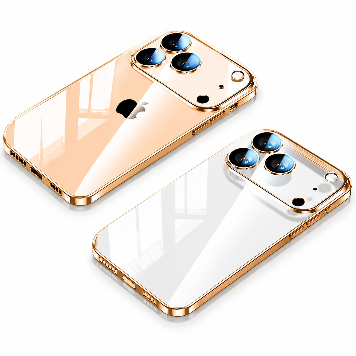 Premium iPhone Case Ultra Thin Transparent TPU Plating Full Camera Lens Protection Shockproof Anti Fingerprint Anti Scratch Non Slip Clear Cover