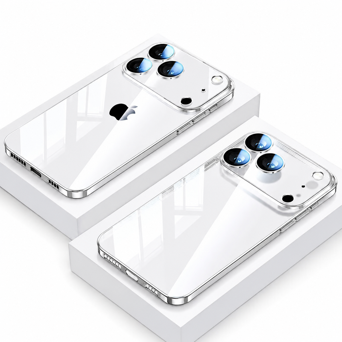 Premium iPhone Case Ultra Thin Transparent TPU Plating Full Camera Lens Protection Shockproof Anti Fingerprint Anti Scratch Non Slip Clear Cover