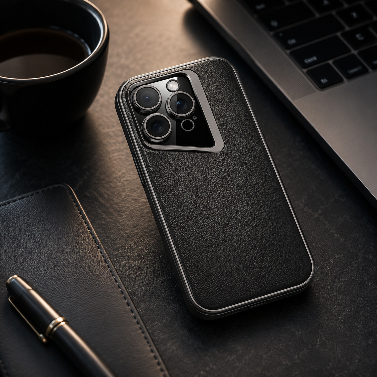 Premium iPhone Case Vegan Leather Hard Back Camera Lens Protection Anti Scratch Anti Fingerprint Slim Minimalist Protective Cover Elegant Design