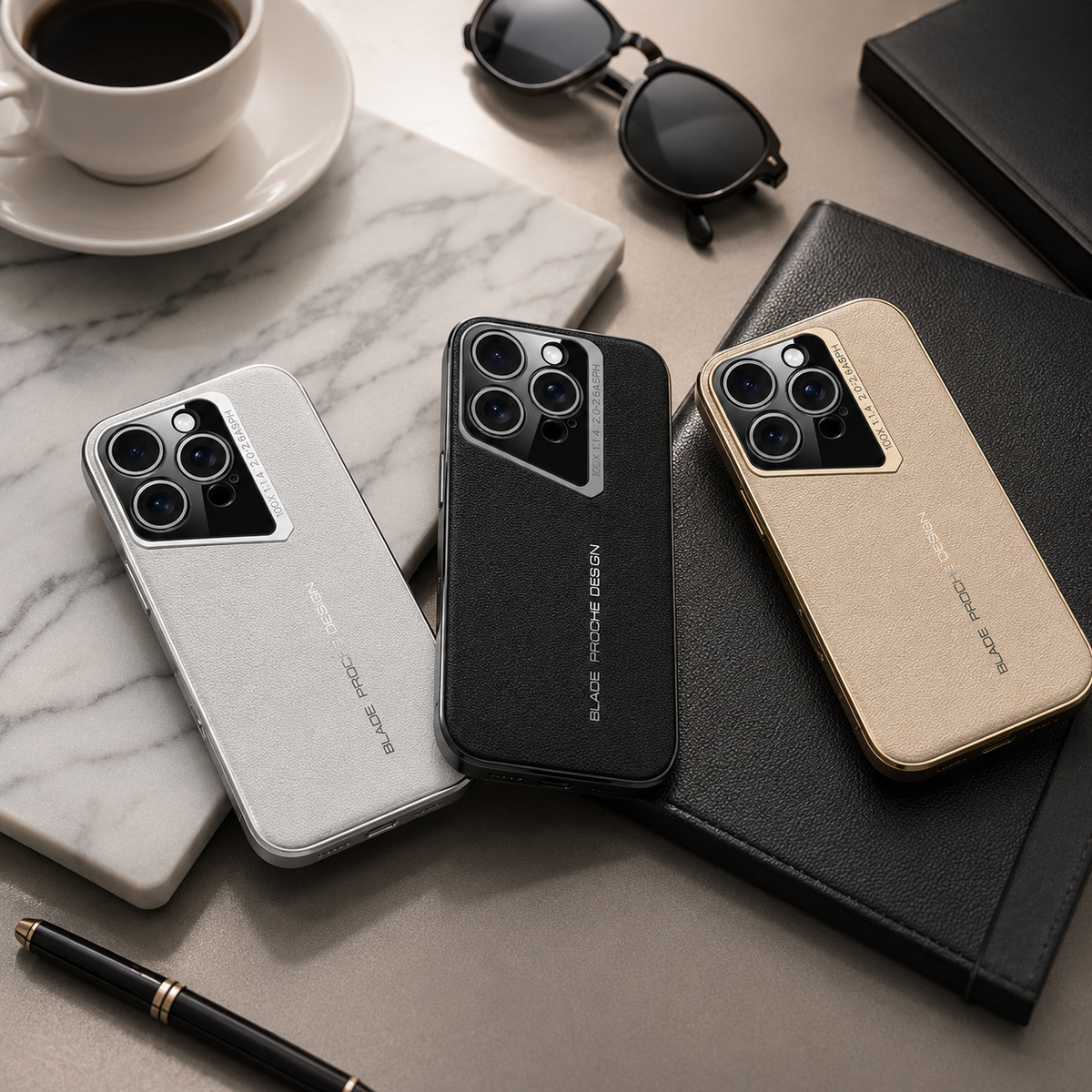 Premium iPhone Case Vegan Leather Hard Back Camera Lens Protection Anti Scratch Anti Fingerprint Slim Minimalist Protective Cover Elegant Design