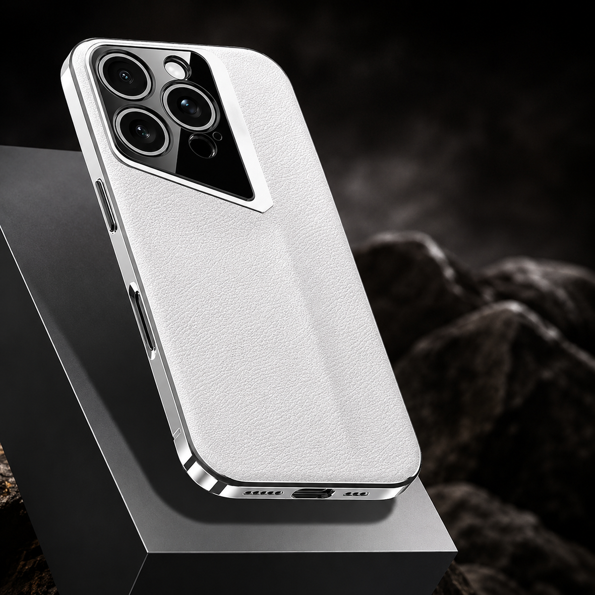 Premium iPhone Case Vegan Leather Hard Back Camera Lens Protection Anti Scratch Anti Fingerprint Slim Minimalist Protective Cover Elegant Design